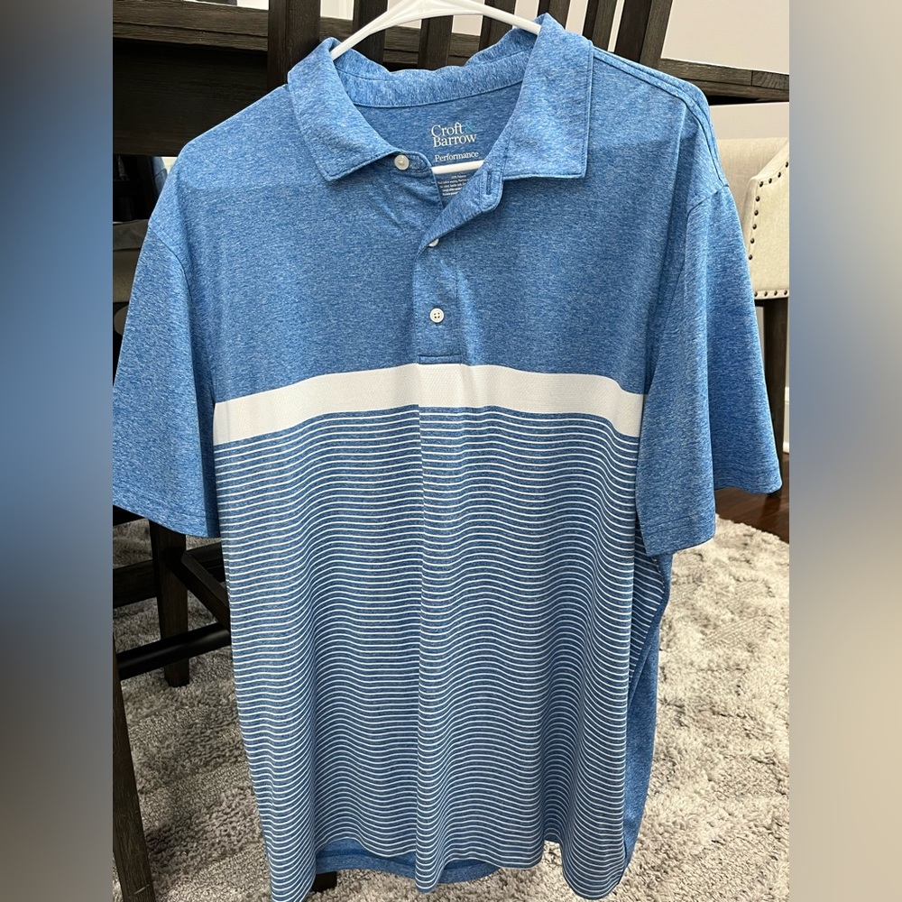 Croft & Barrow Blue and White Polo Shirt